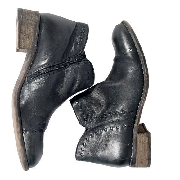 SKECHERS! BLACK GENUINE LEATHER "RIBBON THREADED" MEMORY FOAM BOOTS! SZ 8.5M - Picture 7 of 10